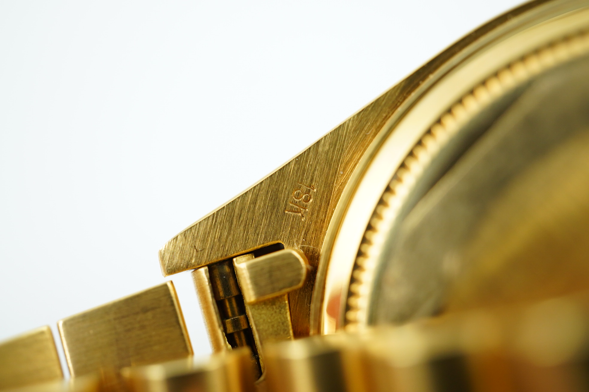 A gentleman's mid 1980's 18ct gold Rolex Oyster Perpetual Day-Date wrist watch, on an 18ct gold Rolex bracelet with deployment clasp